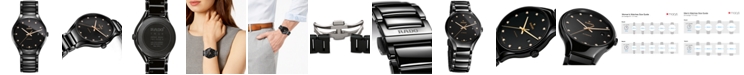 Rado Unisex Swiss Automatic True Diamond (1/8 ct. t.w.) Black Ceramic Bracelet Watch 40mm